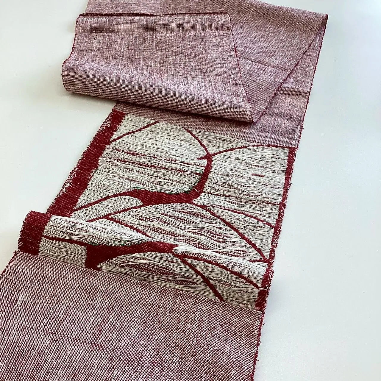 5672# Japanese Vintage Nagoya Obi Belt Kimono Pongee Fabric Silk Traditional