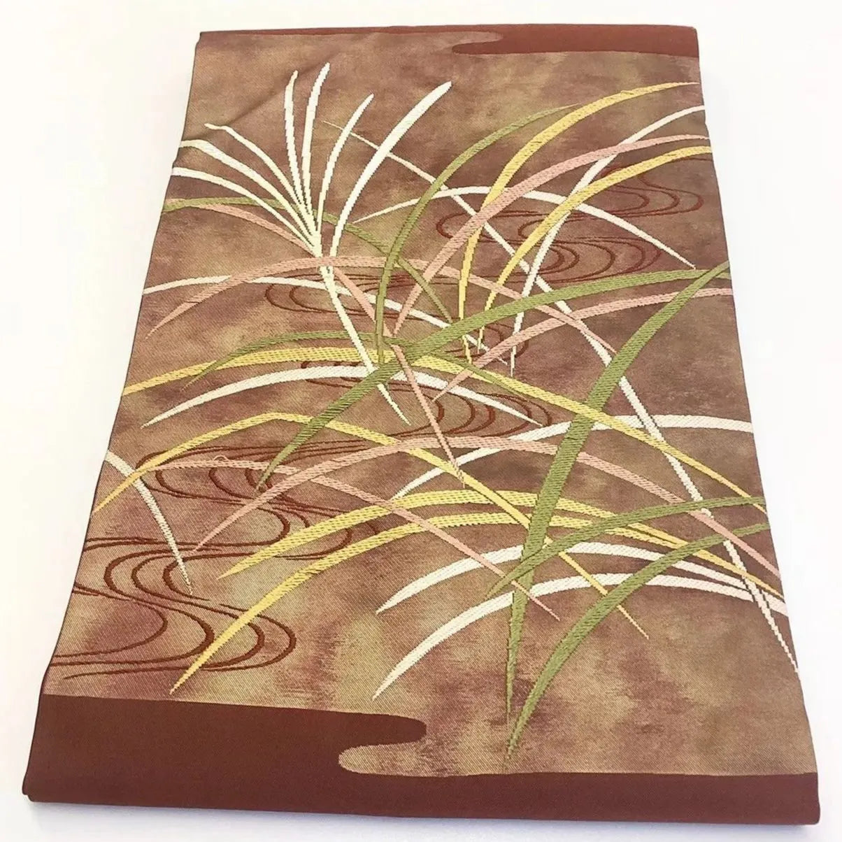 5639# Japanese Vintage Nagoya Obi Belt Kimono Fabric Silk Traditional Embroidery