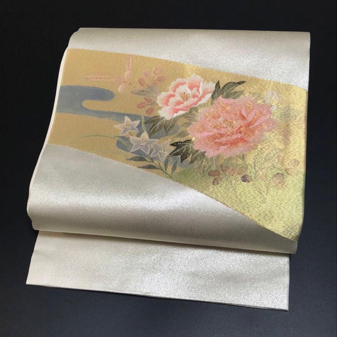 6755# Japanese Vintage Nagoya Obi Belt Kimono Fabric Silk Traditional Embroidery