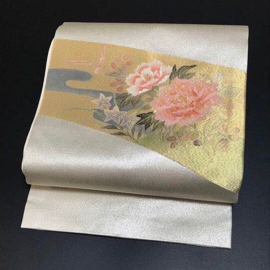 6755# Japanese Vintage Nagoya Obi Belt Kimono Fabric Silk Traditional Embroidery