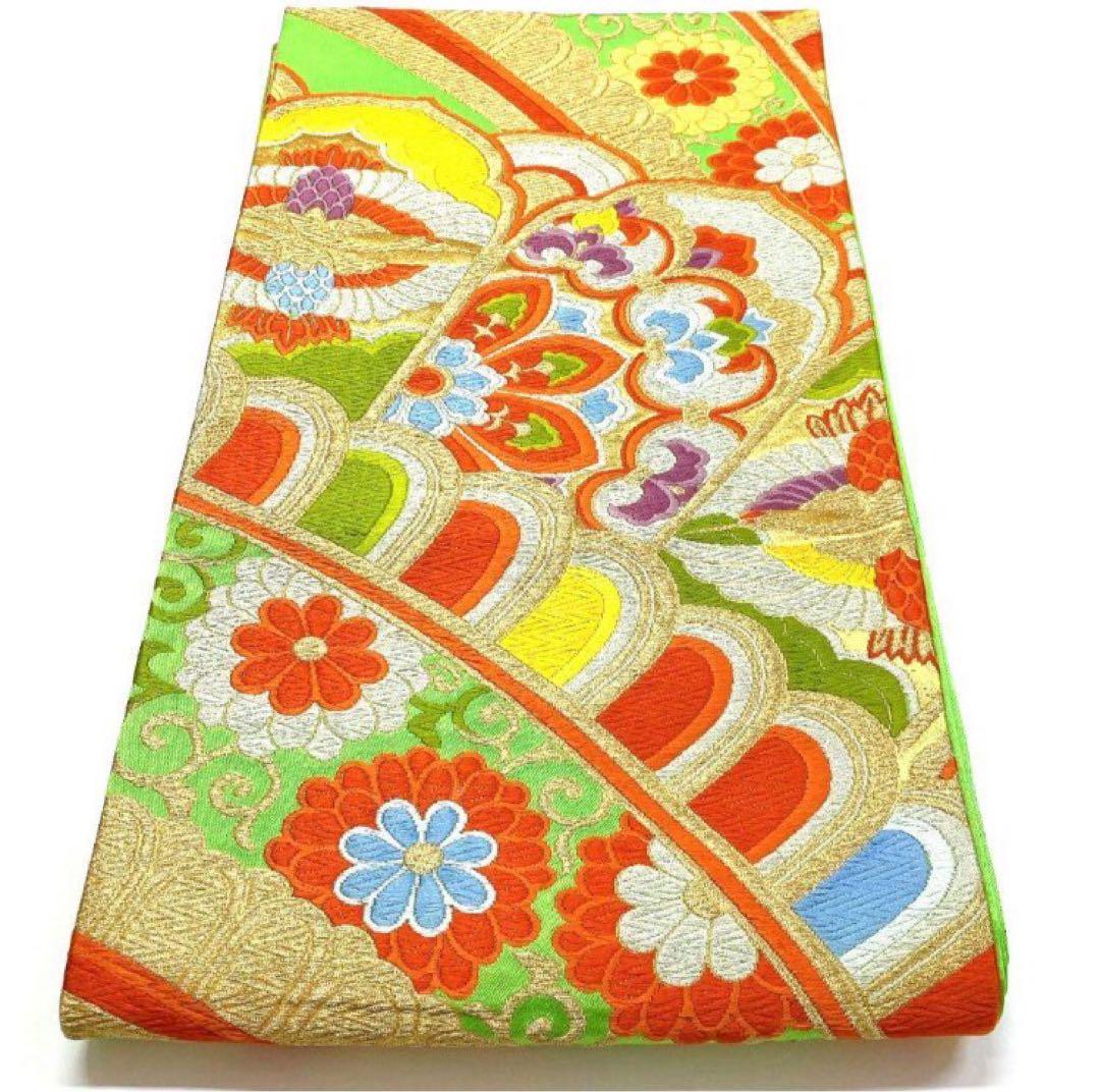 5460# Japanese Vintage Furisode Kimono Obi Obijime Obiage 4-Piece Set Silk Robe