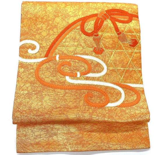 5529# Japanese Vintage Nagoya Obi Belt Kimono Fabric Silk Traditional Embroidery