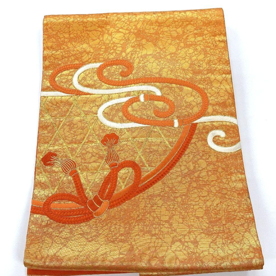 5529# Japanese Vintage Nagoya Obi Belt Kimono Fabric Silk Traditional Embroidery