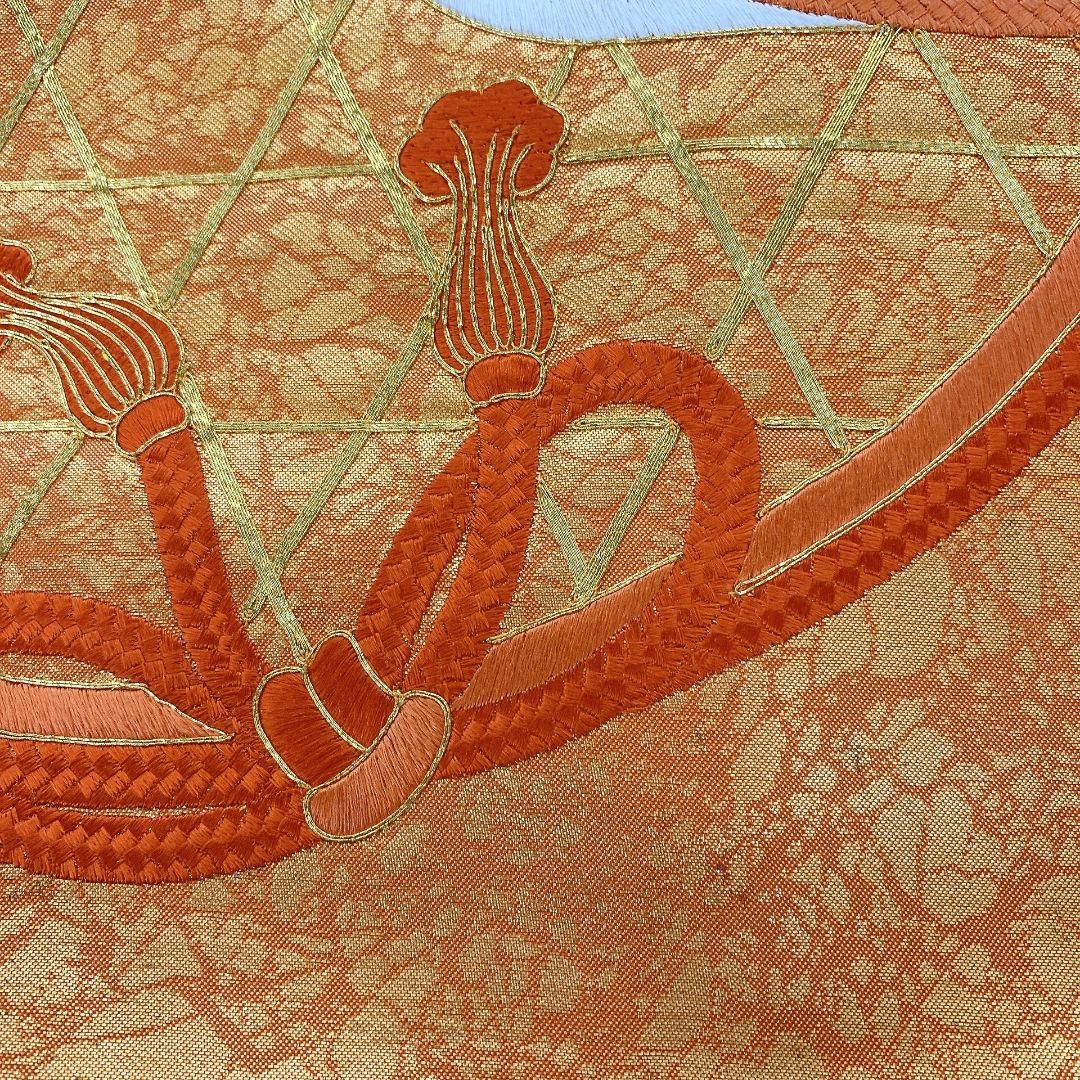 5529# Japanese Vintage Nagoya Obi Belt Kimono Fabric Silk Traditional Embroidery