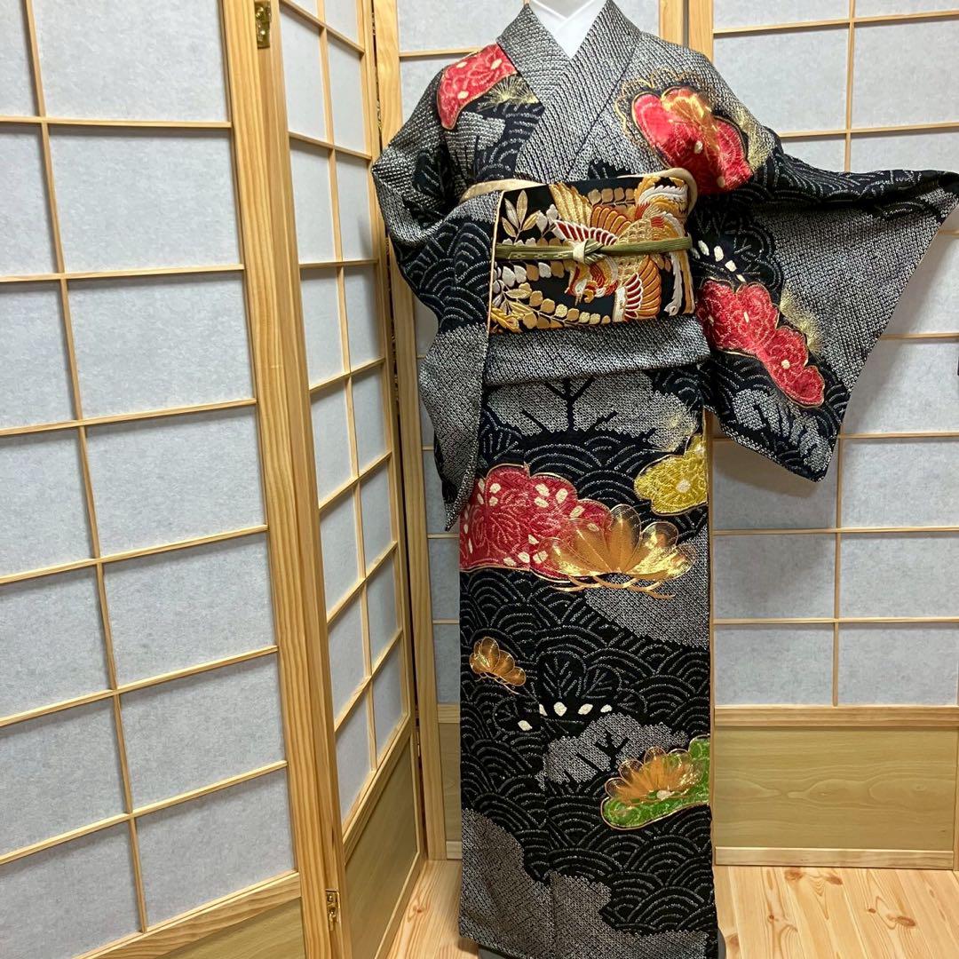 4881# Japanese Kimono Vintage Womens Silk Fabric Robe Kimono only sold Shibori