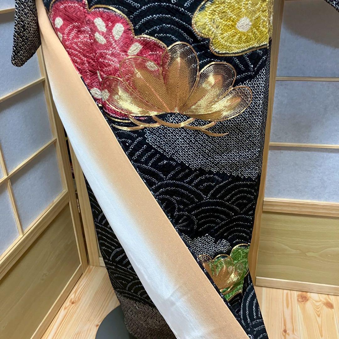 4881# Japanese Kimono Vintage Womens Silk Fabric Robe Kimono only sold Shibori