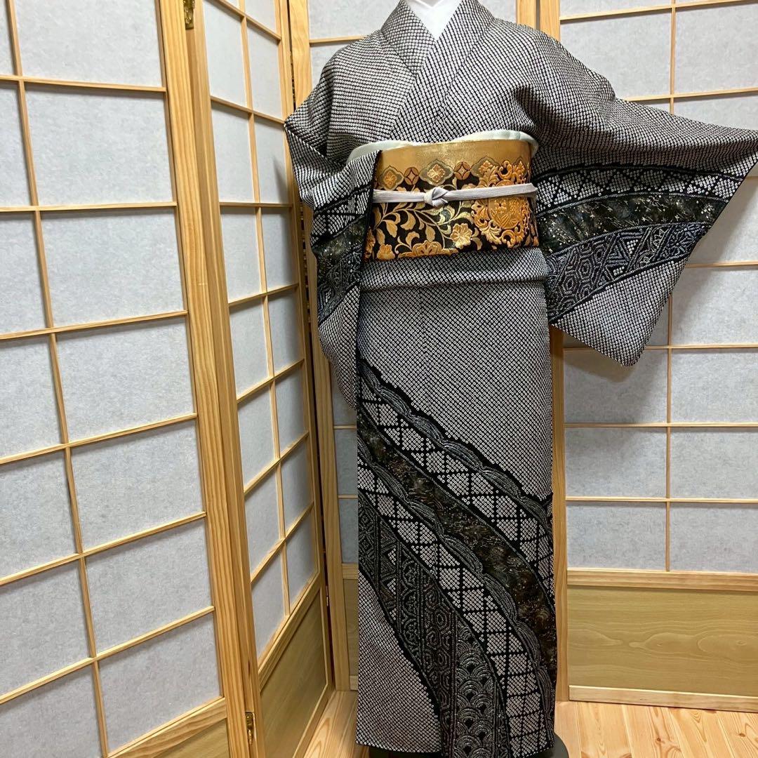 5483# Japanese Kimono Vintage Womens Silk Fabric Robe Kimono only sold Shibori