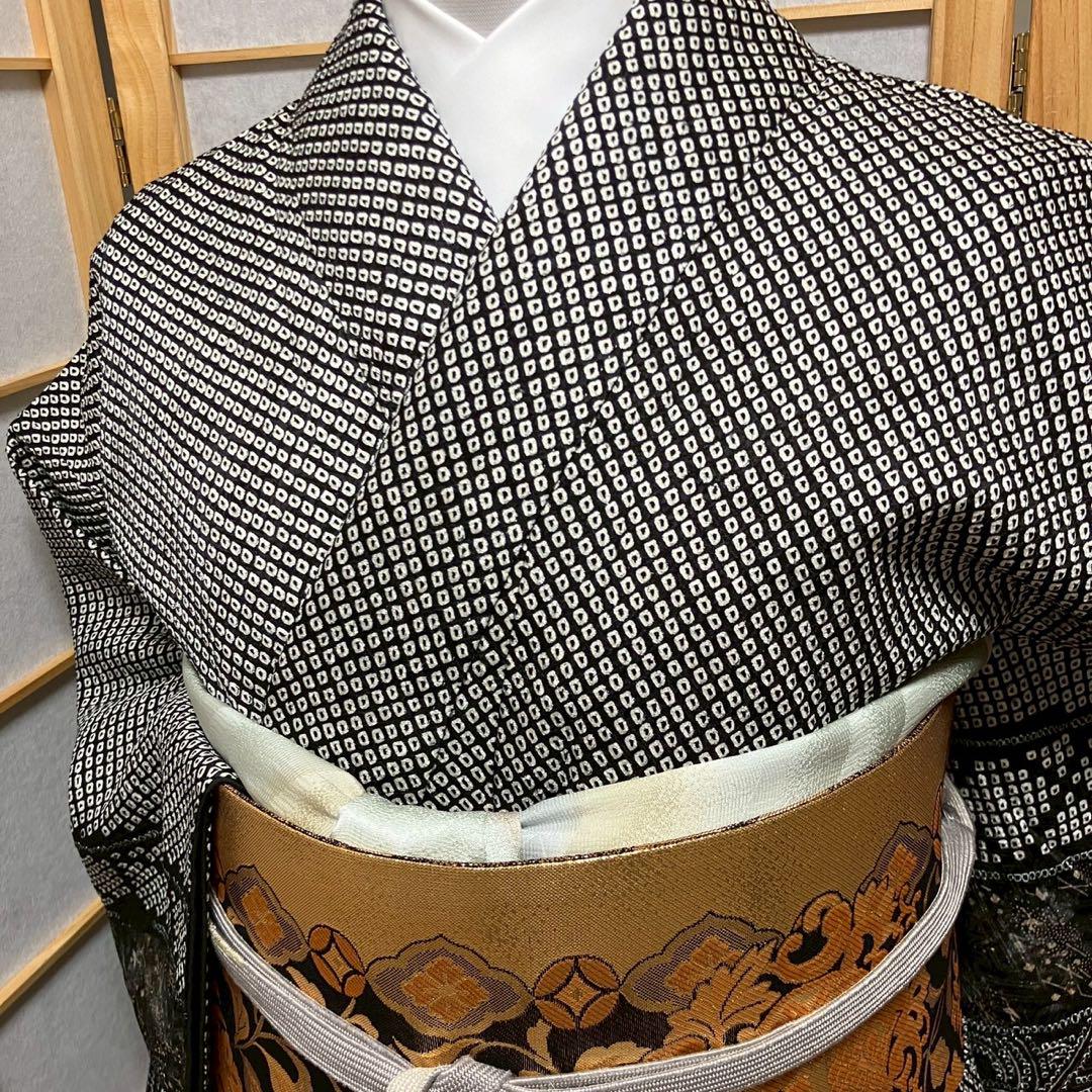 5483# Japanese Kimono Vintage Womens Silk Fabric Robe Kimono only sold Shibori