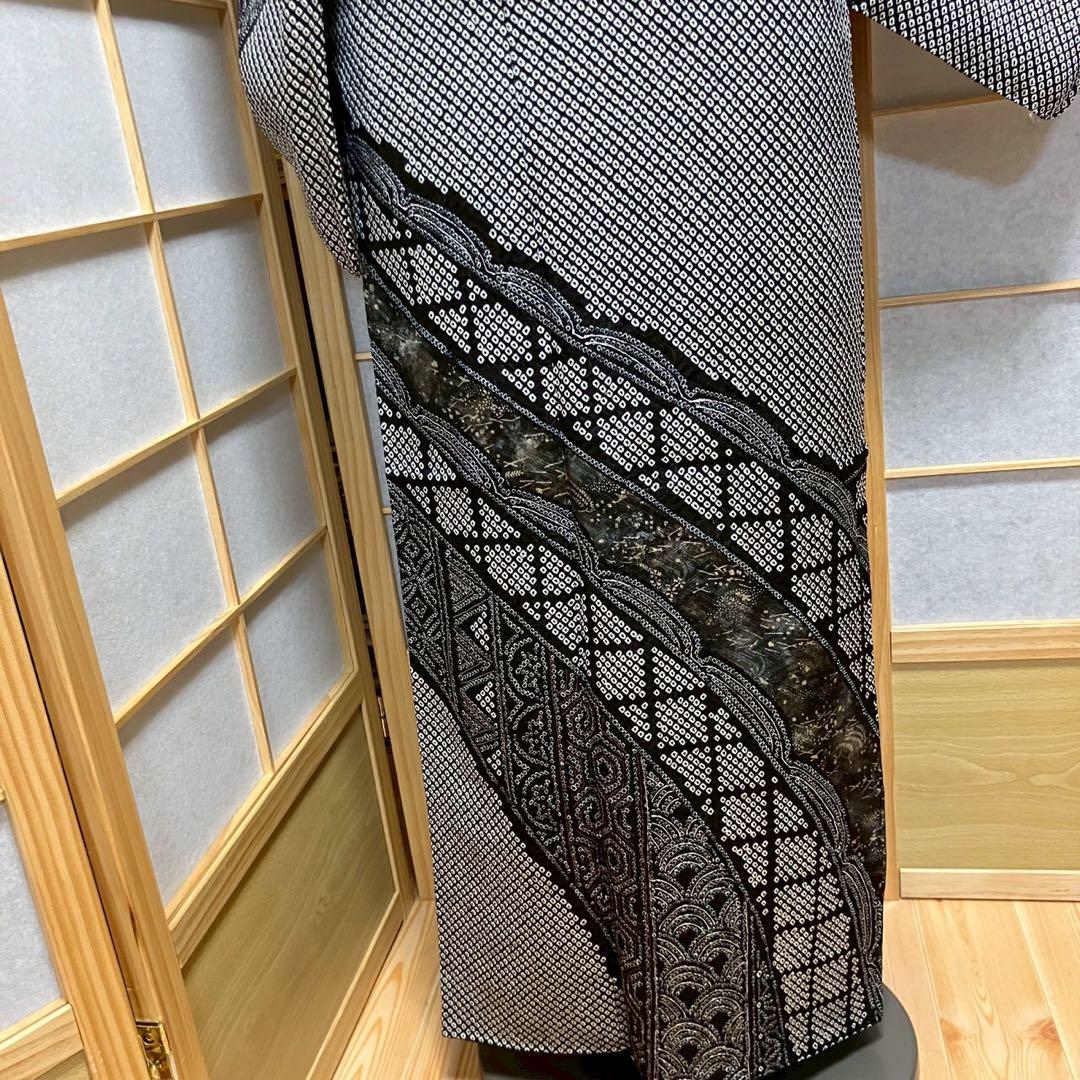 5483# Japanese Kimono Vintage Womens Silk Fabric Robe Kimono only sold Shibori