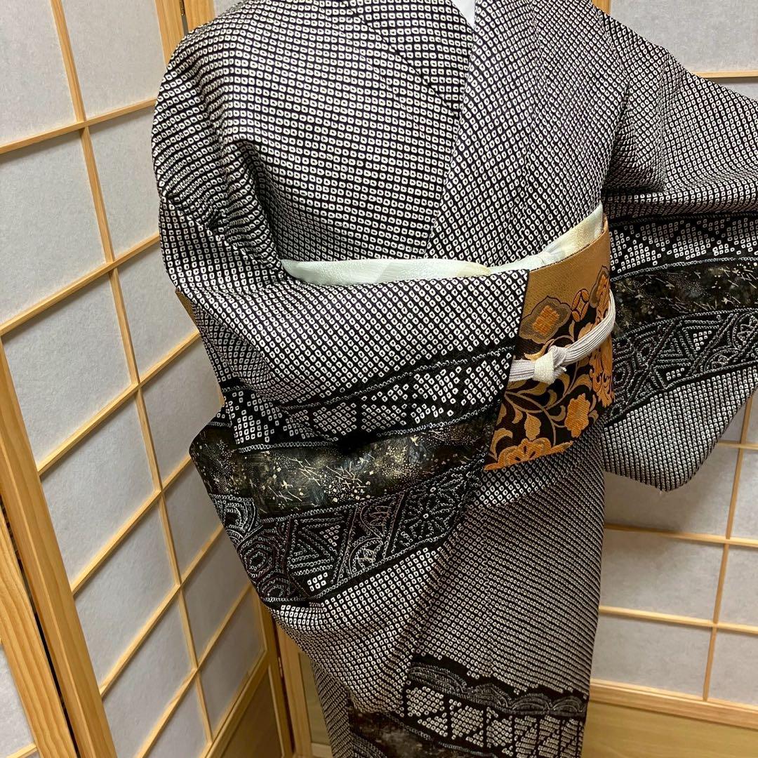 5483# Japanese Kimono Vintage Womens Silk Fabric Robe Kimono only sold Shibori