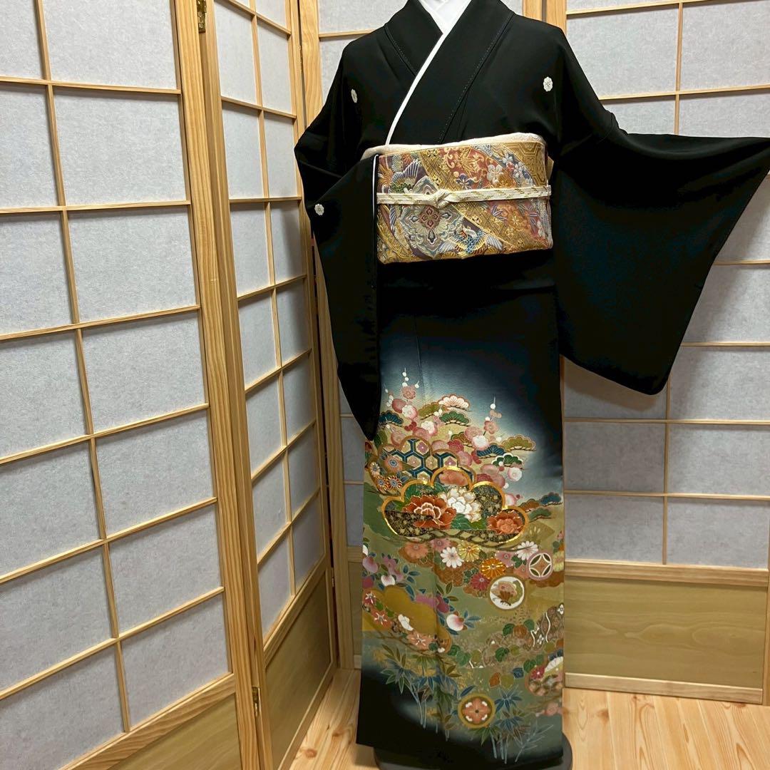 4323# Japanese Tomesode Kimono Vintage Womens Silk Fabric Robe Kimono only sold
