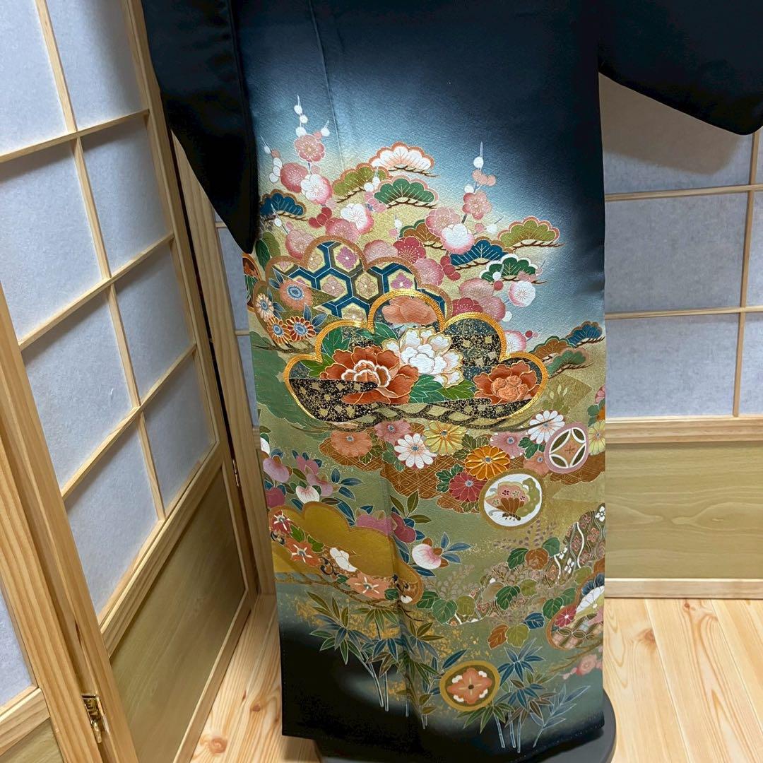 4323# Japanese Tomesode Kimono Vintage Womens Silk Fabric Robe Kimono only sold