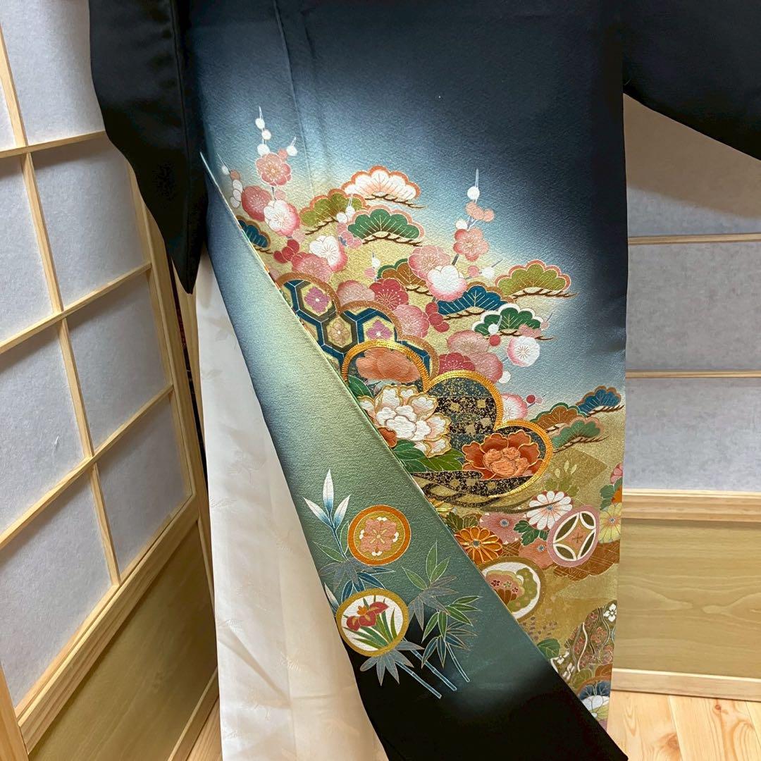 4323# Japanese Tomesode Kimono Vintage Womens Silk Fabric Robe Kimono only sold