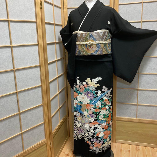 2894# Japanese Tomesode Kimono Vintage Womens Silk Fabric Robe Kimono only sold