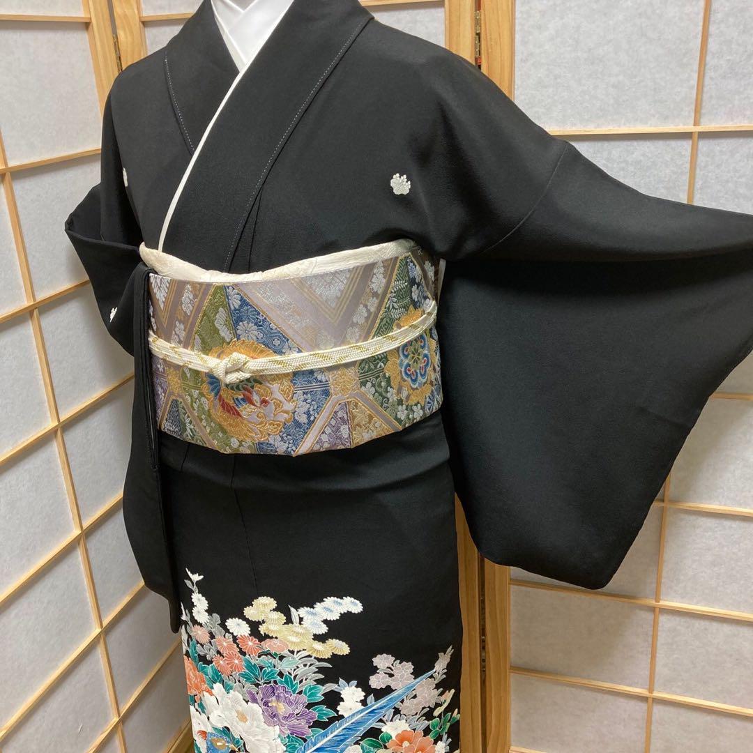 2894# Japanese Tomesode Kimono Vintage Womens Silk Fabric Robe Kimono only sold