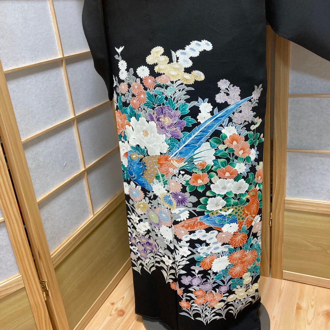 2894# Japanese Tomesode Kimono Vintage Womens Silk Fabric Robe Kimono only sold