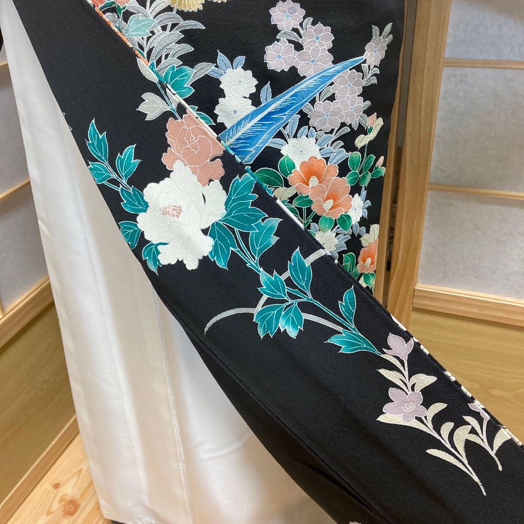2894# Japanese Tomesode Kimono Vintage Womens Silk Fabric Robe Kimono only sold
