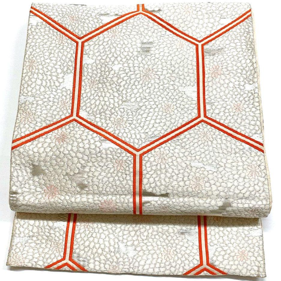 5372# Japanese Vintage Fukuro Obi Belt Kimono Fabric Silk Traditional Embroidery　