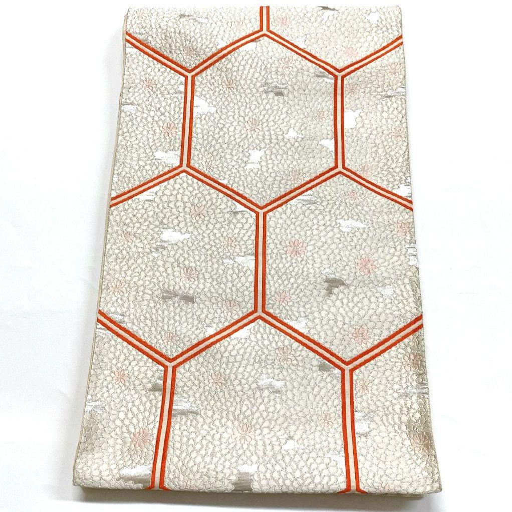 5372# Japanese Vintage Fukuro Obi Belt Kimono Fabric Silk Traditional Embroidery　