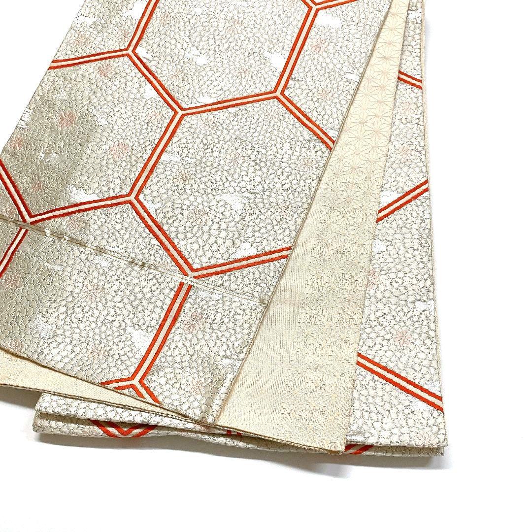 5372# Japanese Vintage Fukuro Obi Belt Kimono Fabric Silk Traditional Embroidery　