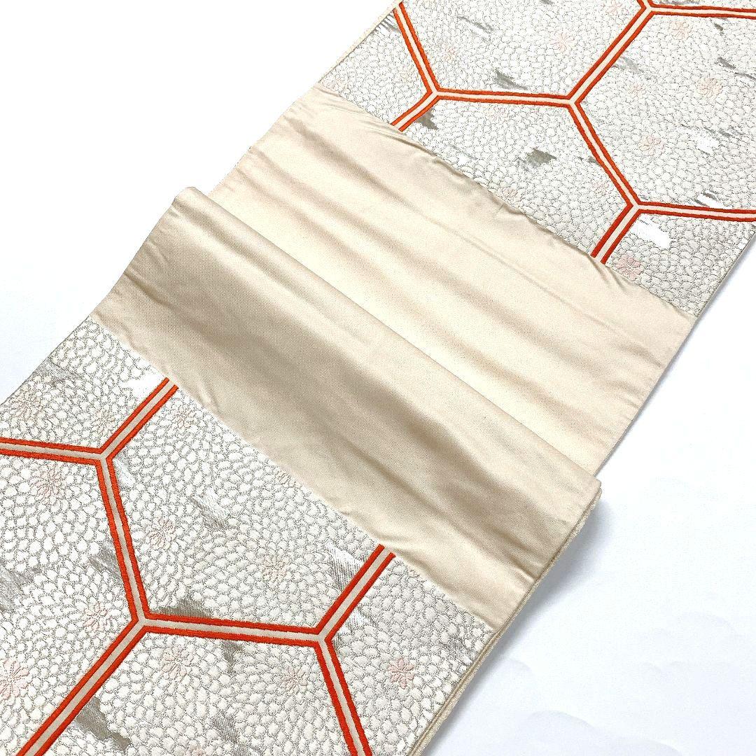 5372# Japanese Vintage Fukuro Obi Belt Kimono Fabric Silk Traditional Embroidery　