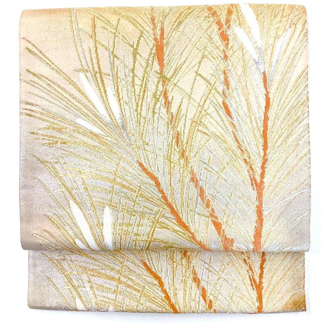 4920# Japanese Vintage Fukuro Obi Belt Kimono Fabric Silk Traditional Gold