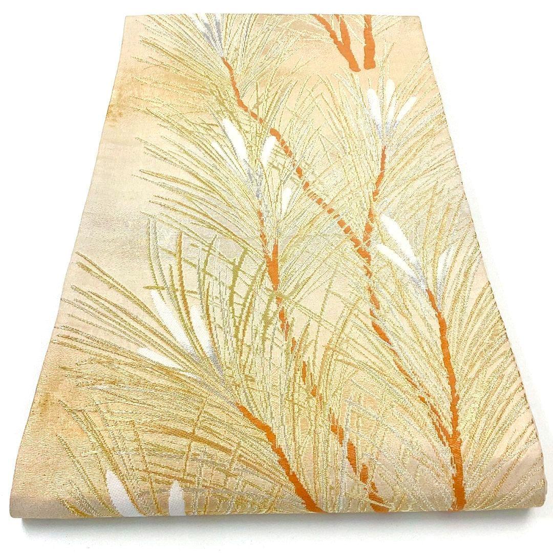 4920# Japanese Vintage Fukuro Obi Belt Kimono Fabric Silk Traditional Gold