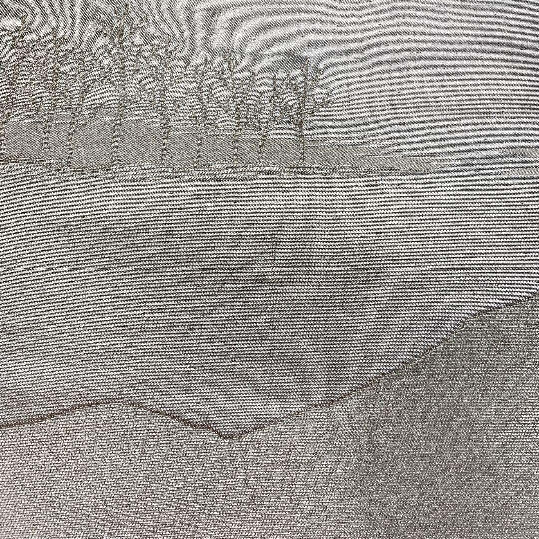 5063# Japanese Vintage Fukuro Obi Belt Kimono Fabric Silk Traditional Silver