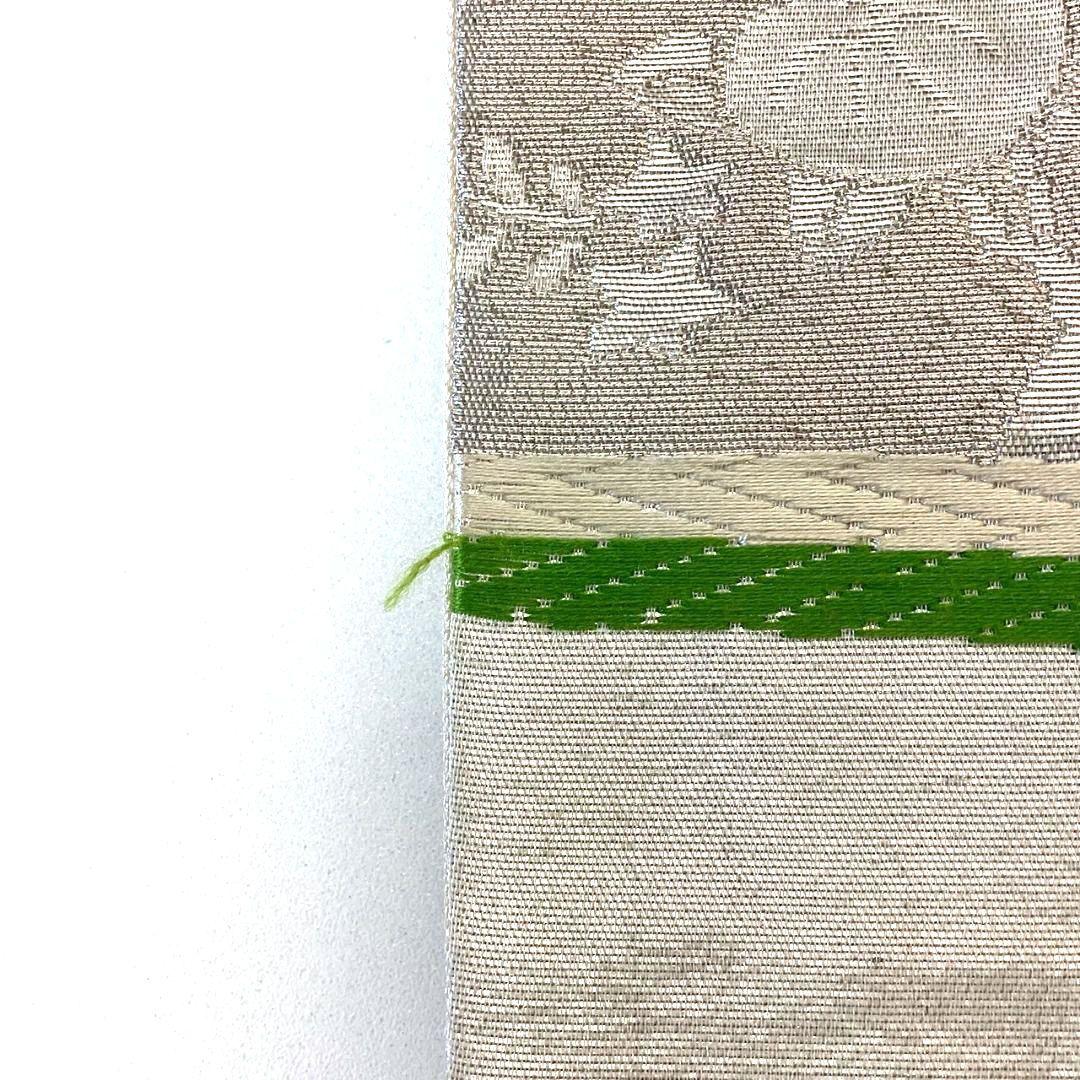 5216# Japanese Vintage Fukuro Obi Belt Kimono Fabric Silk Traditional Silver