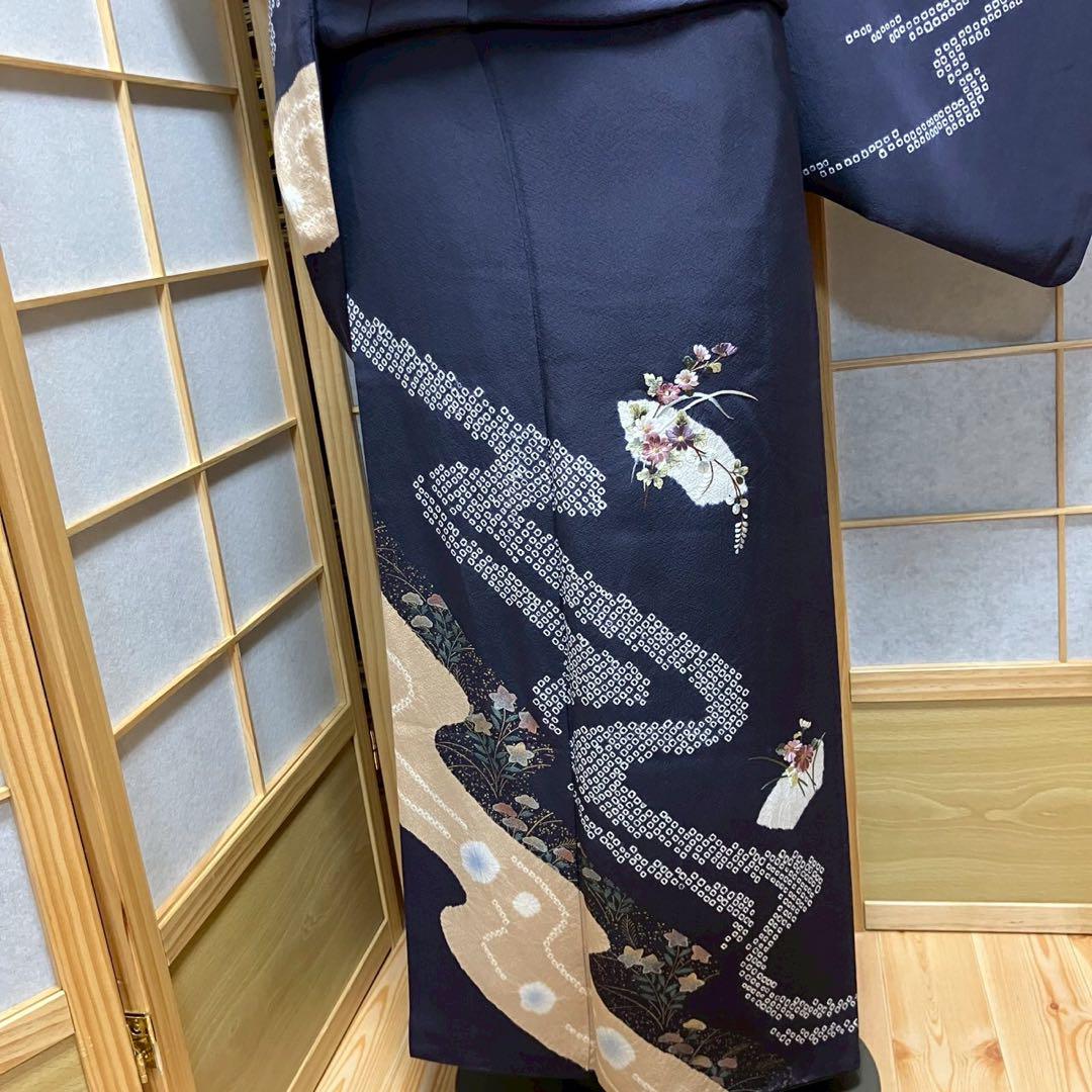 5481# Japanese Kimono Vintage Womens Silk Fabric Robe Kimono only sold Shibori