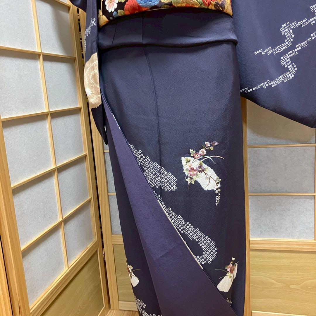 5481# Japanese Kimono Vintage Womens Silk Fabric Robe Kimono only sold Shibori