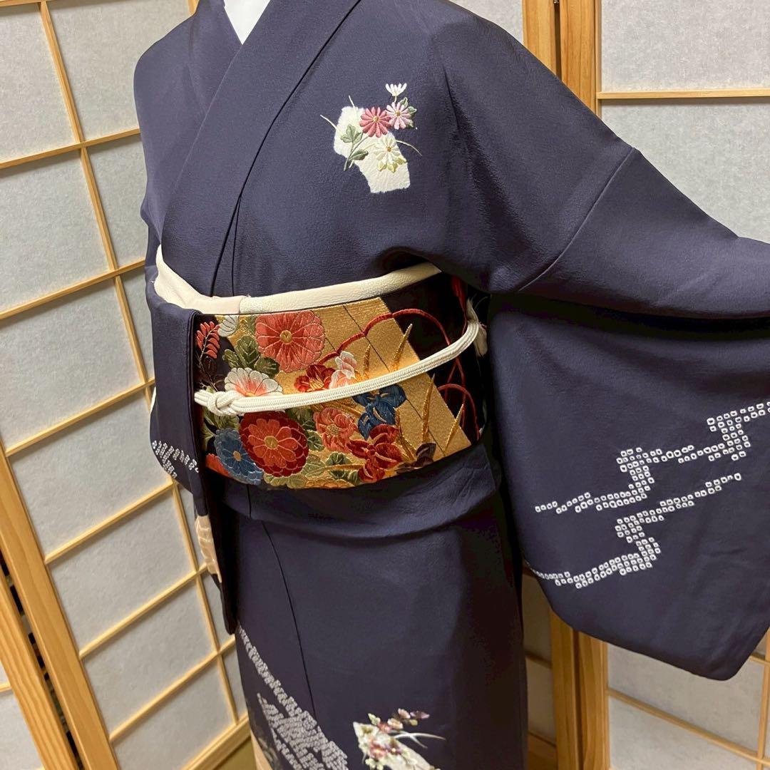 5481# Japanese Kimono Vintage Womens Silk Fabric Robe Kimono only sold Shibori