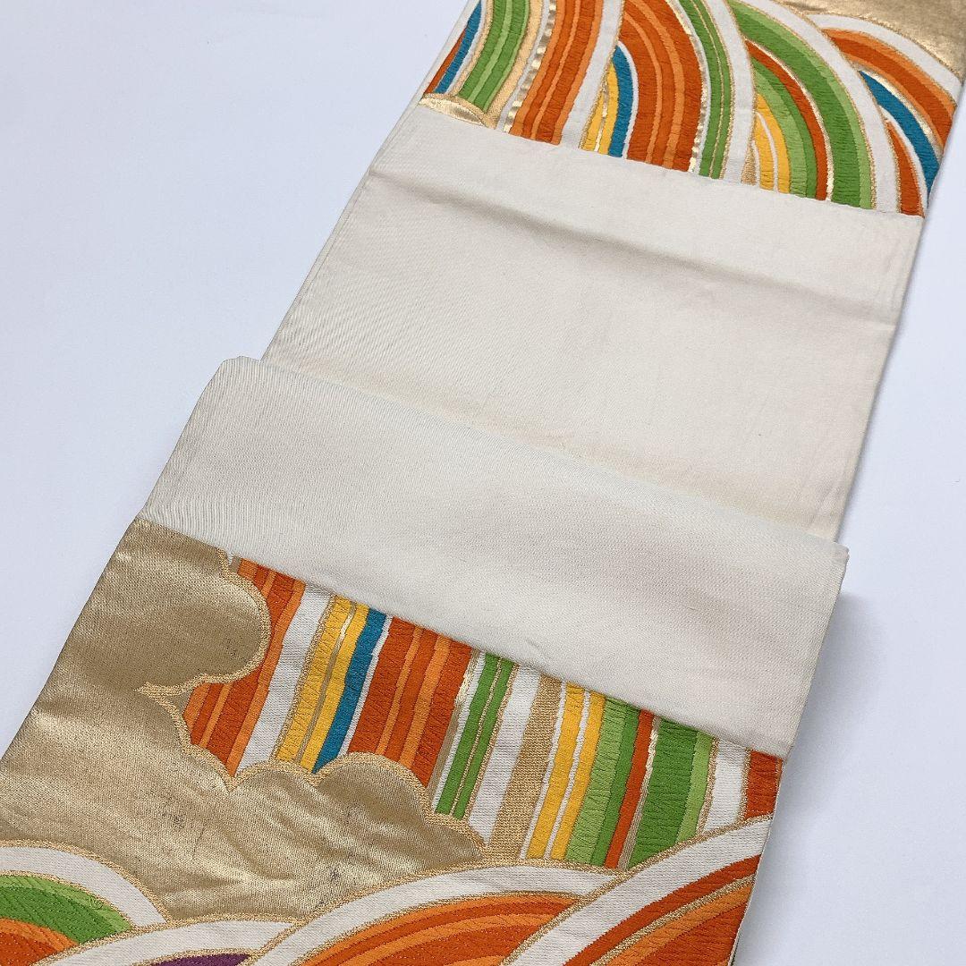 5069# Japanese Vintage Fukuro Obi Belt Kimono Fabric Silk Traditional Embroidery　