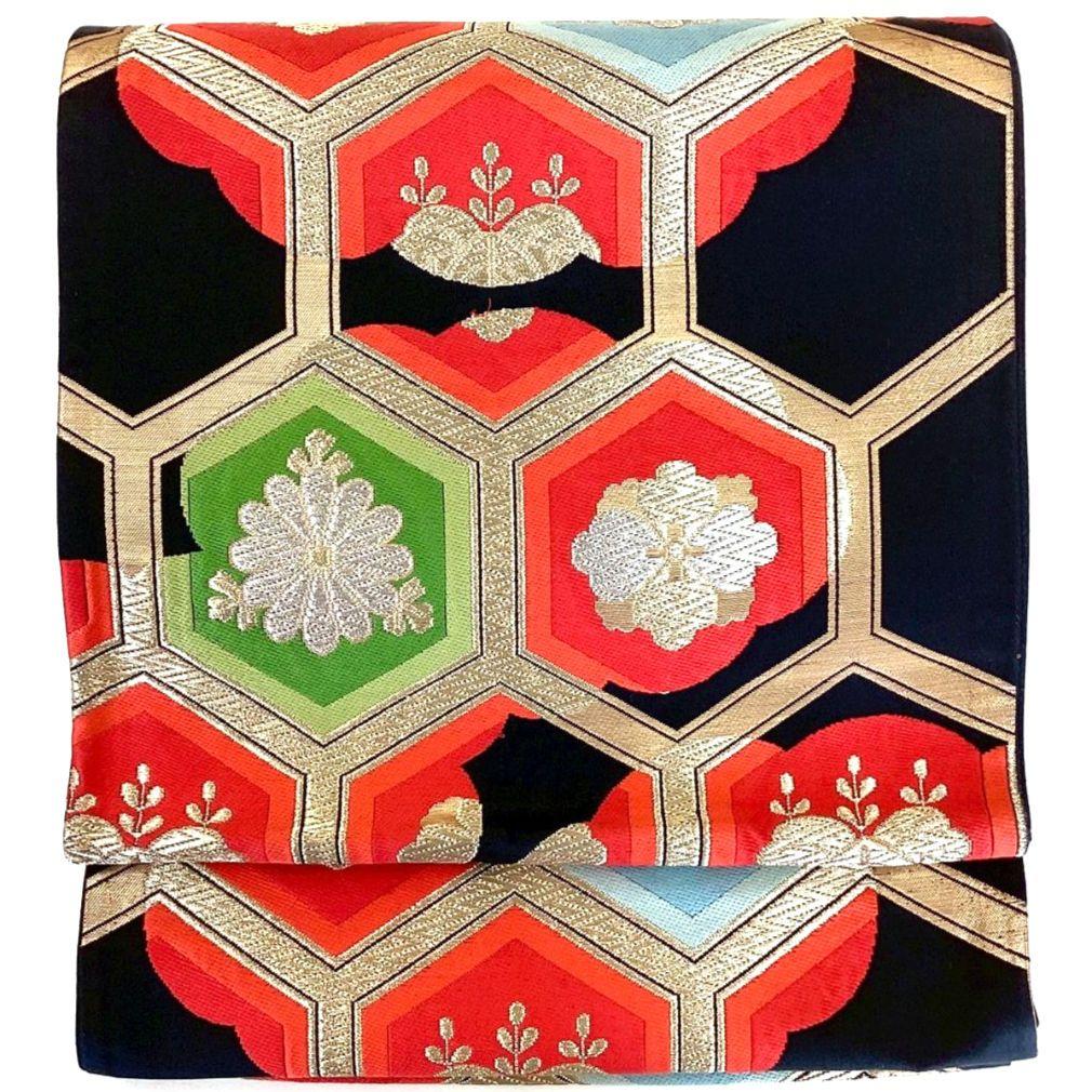 5235# Japanese Vintage Fukuro Obi Belt Kimono Fabric Silk Traditional Untailored