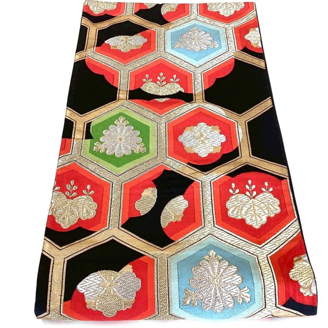 5235# Japanese Vintage Fukuro Obi Belt Kimono Fabric Silk Traditional Untailored