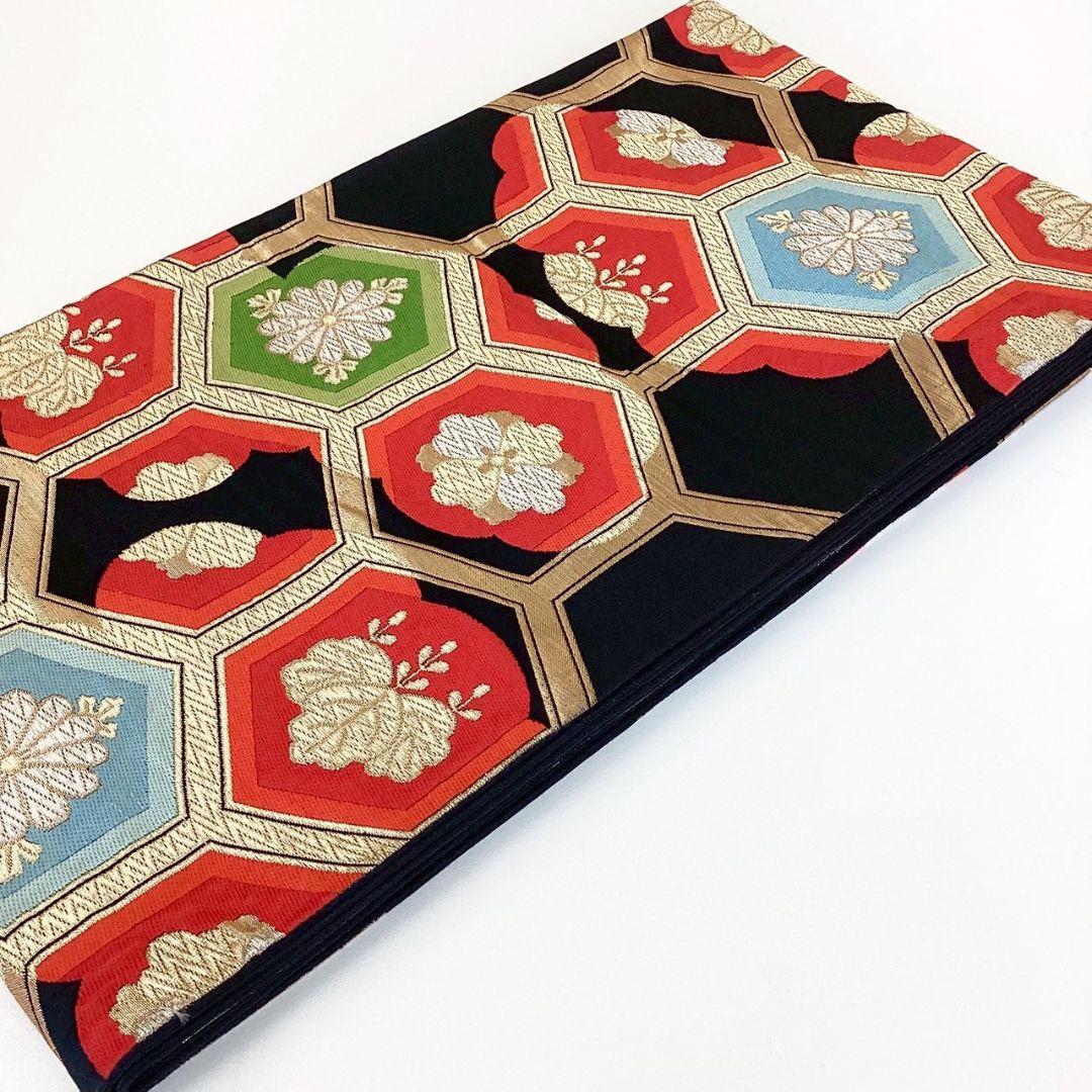 5235# Japanese Vintage Fukuro Obi Belt Kimono Fabric Silk Traditional Untailored