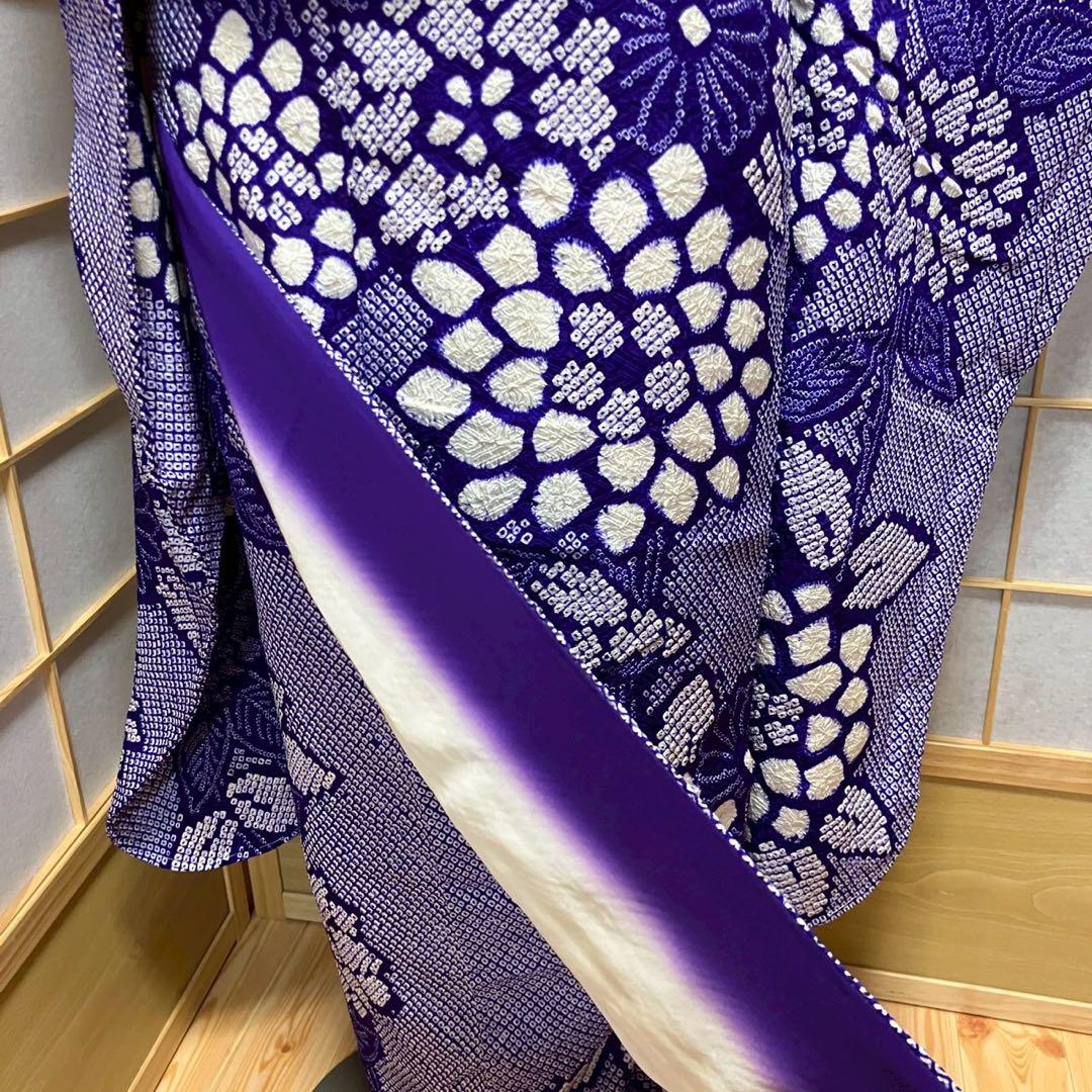 4884# Japanese Vintage Furisode Kimono Obi Obijime Obiage 4-Piece Set Silk Robe