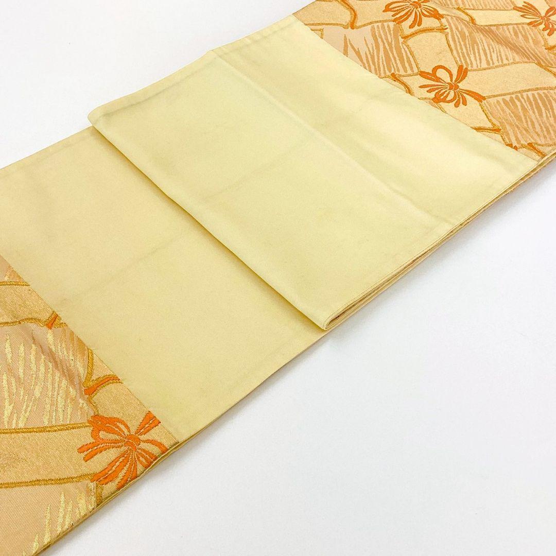 5265# Japanese Vintage Fukuro Obi Belt Kimono Fabric Silk Traditional Gold