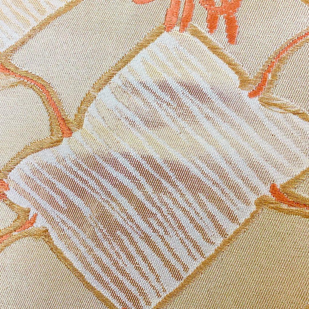 5265# Japanese Vintage Fukuro Obi Belt Kimono Fabric Silk Traditional Gold