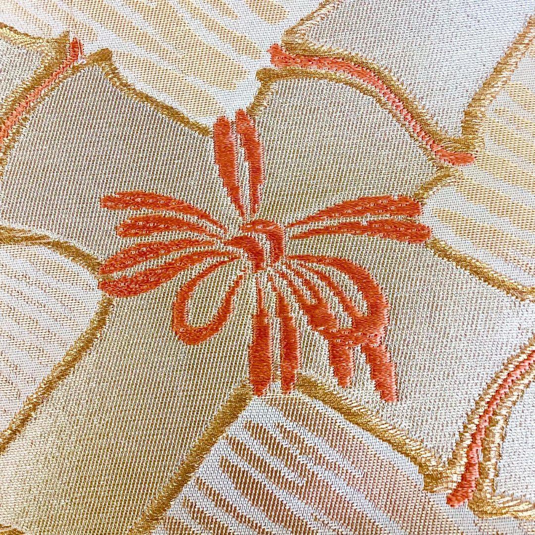 5265# Japanese Vintage Fukuro Obi Belt Kimono Fabric Silk Traditional Gold