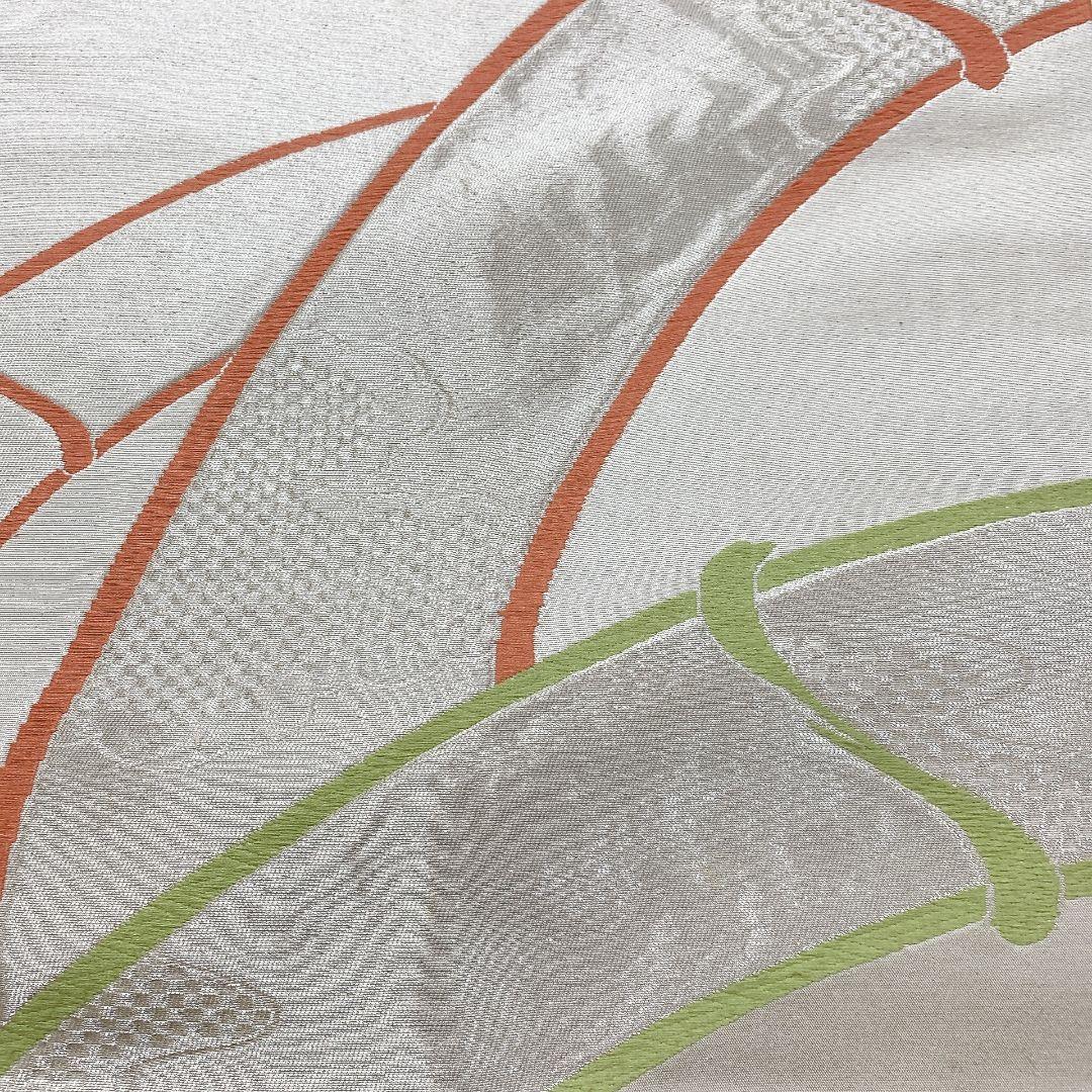 5052# Japanese Vintage Fukuro Obi Belt Kimono Fabric Silk Traditional Silver