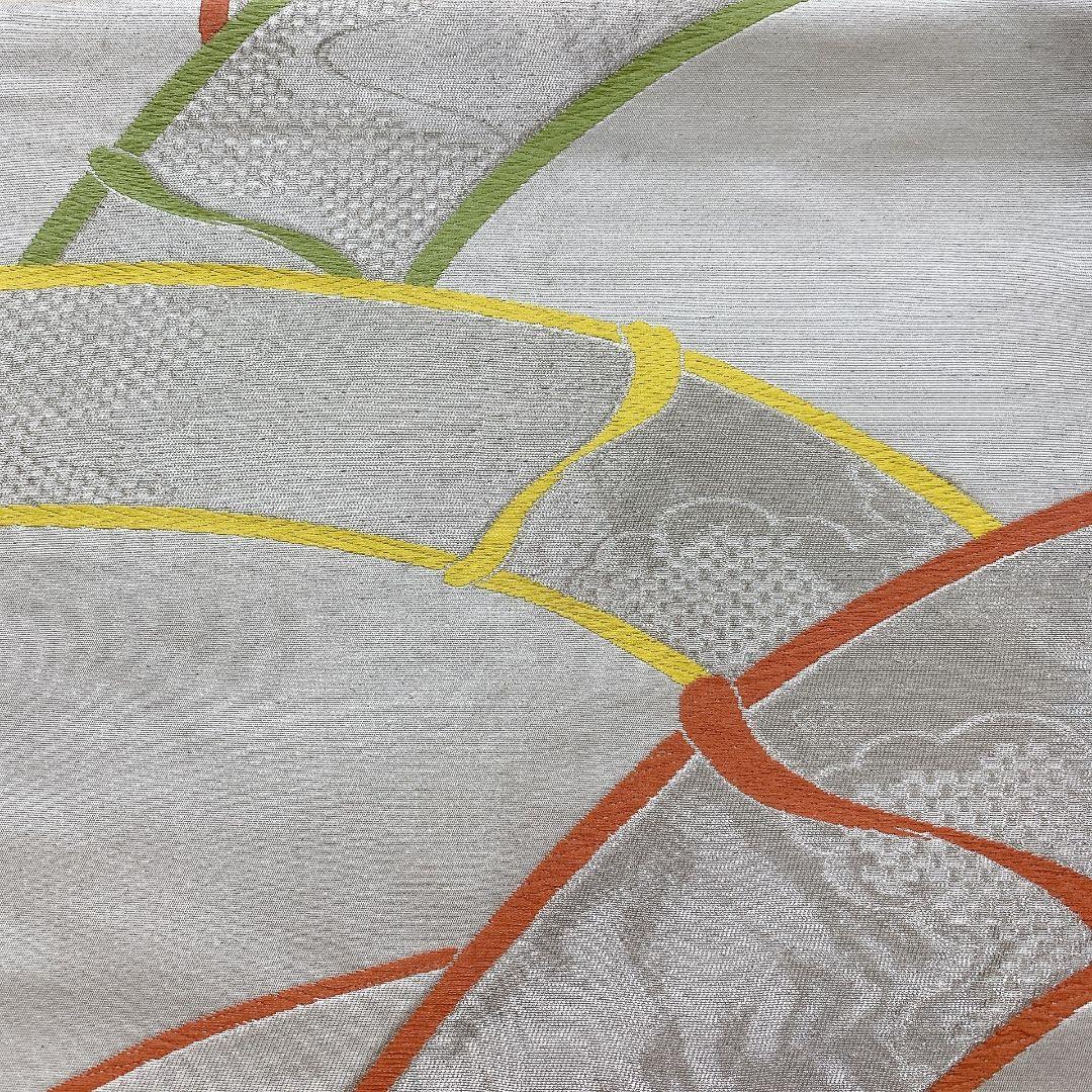 5052# Japanese Vintage Fukuro Obi Belt Kimono Fabric Silk Traditional Silver