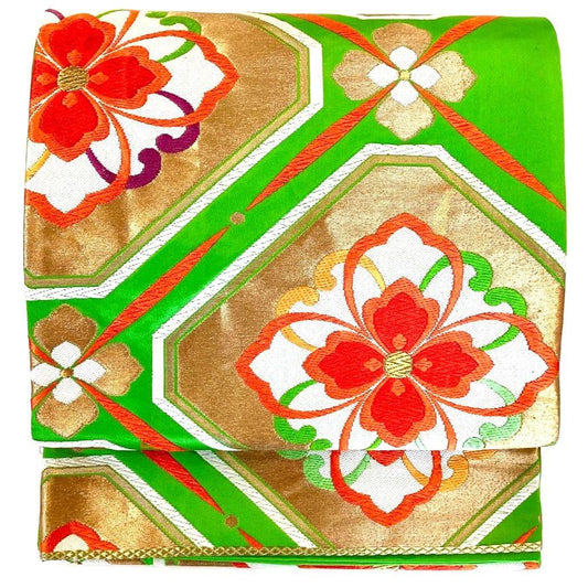 5233# Japanese Vintage Fukuro Obi Belt Kimono Fabric Silk Traditional Embroidery