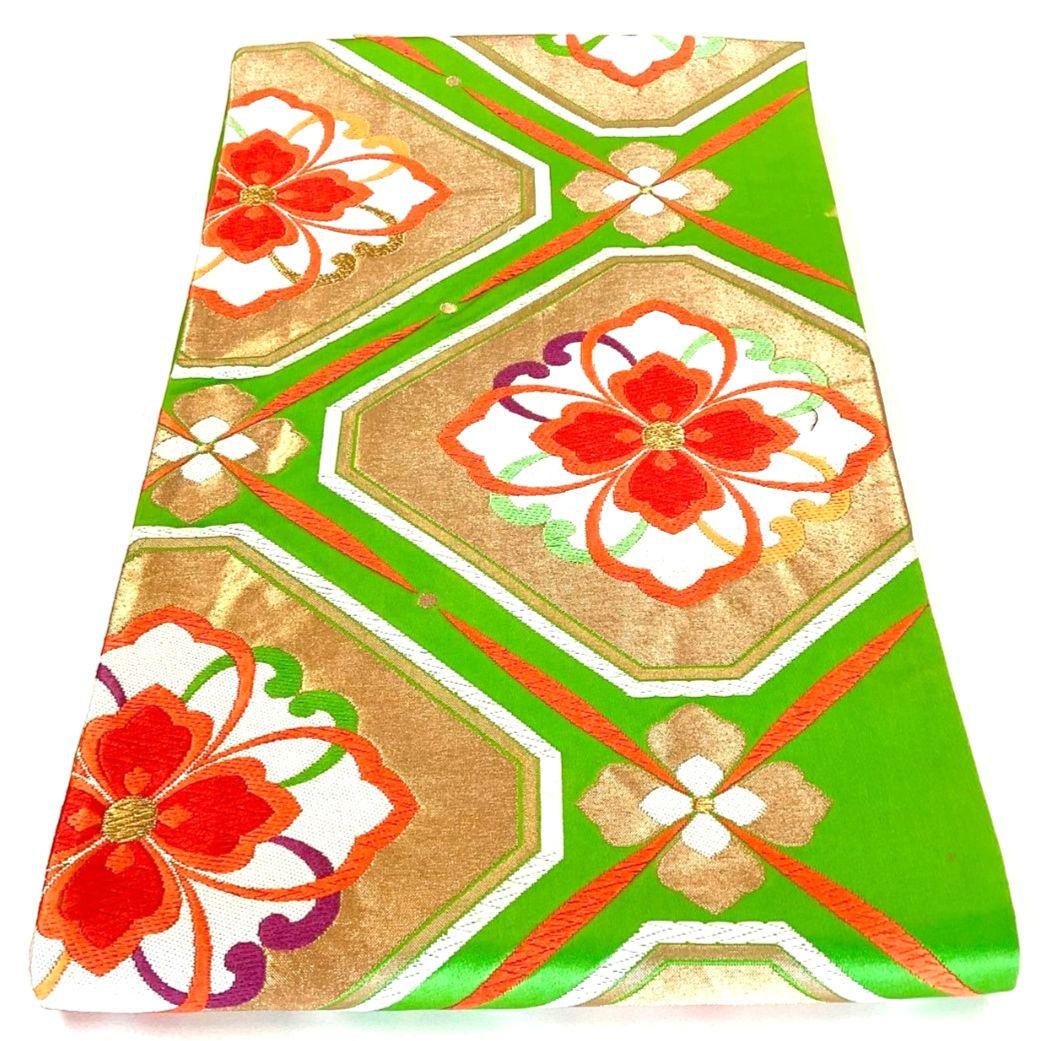 5233# Japanese Vintage Fukuro Obi Belt Kimono Fabric Silk Traditional Embroidery