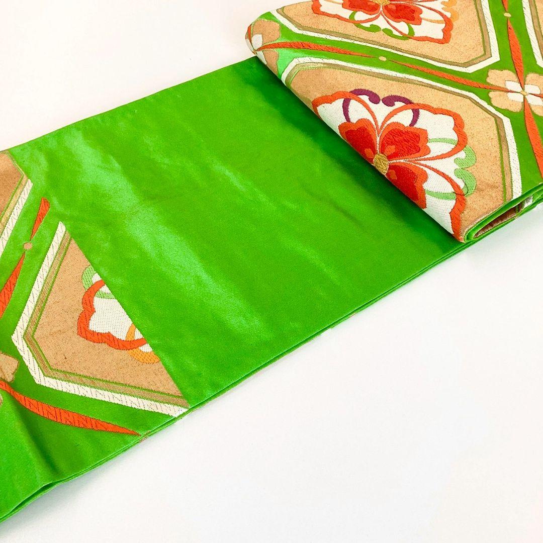 5233# Japanese Vintage Fukuro Obi Belt Kimono Fabric Silk Traditional Embroidery