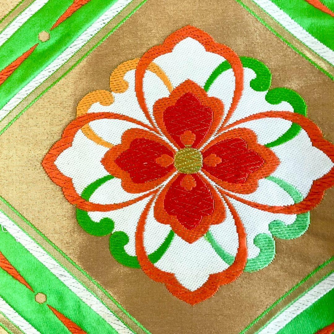 5233# Japanese Vintage Fukuro Obi Belt Kimono Fabric Silk Traditional Embroidery