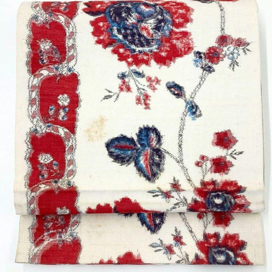 4975# Japanese Vintage Fukuro Obi Belt Kimono Pongee Fabric Silk Traditional 　
