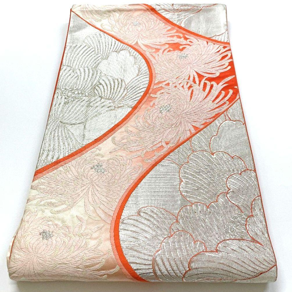 5086# Japanese Vintage Fukuro Obi Belt Kimono Fabric Silk Traditional 　