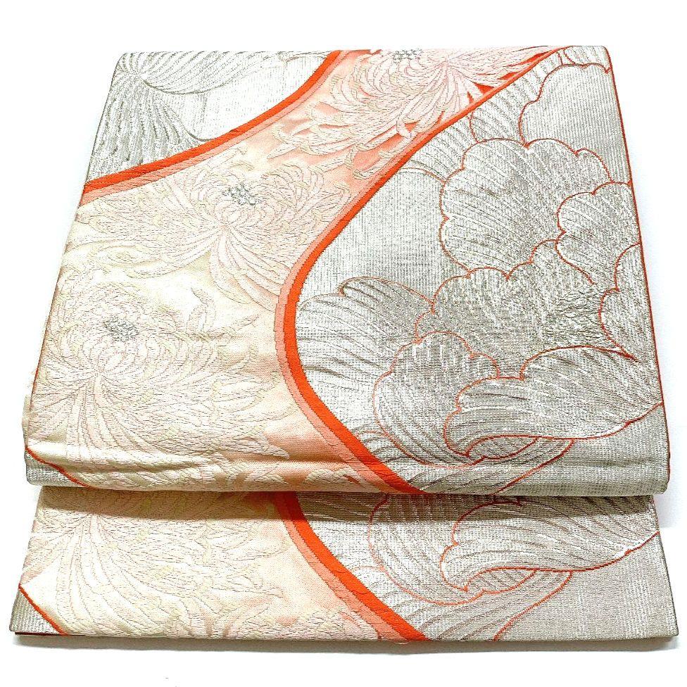 5086# Japanese Vintage Fukuro Obi Belt Kimono Fabric Silk Traditional 　