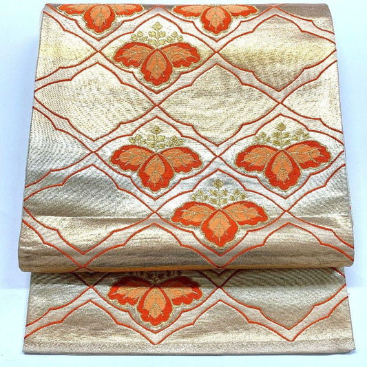 5141# Japanese Vintage Fukuro Obi Belt Kimono Fabric Silk Traditional Untailored